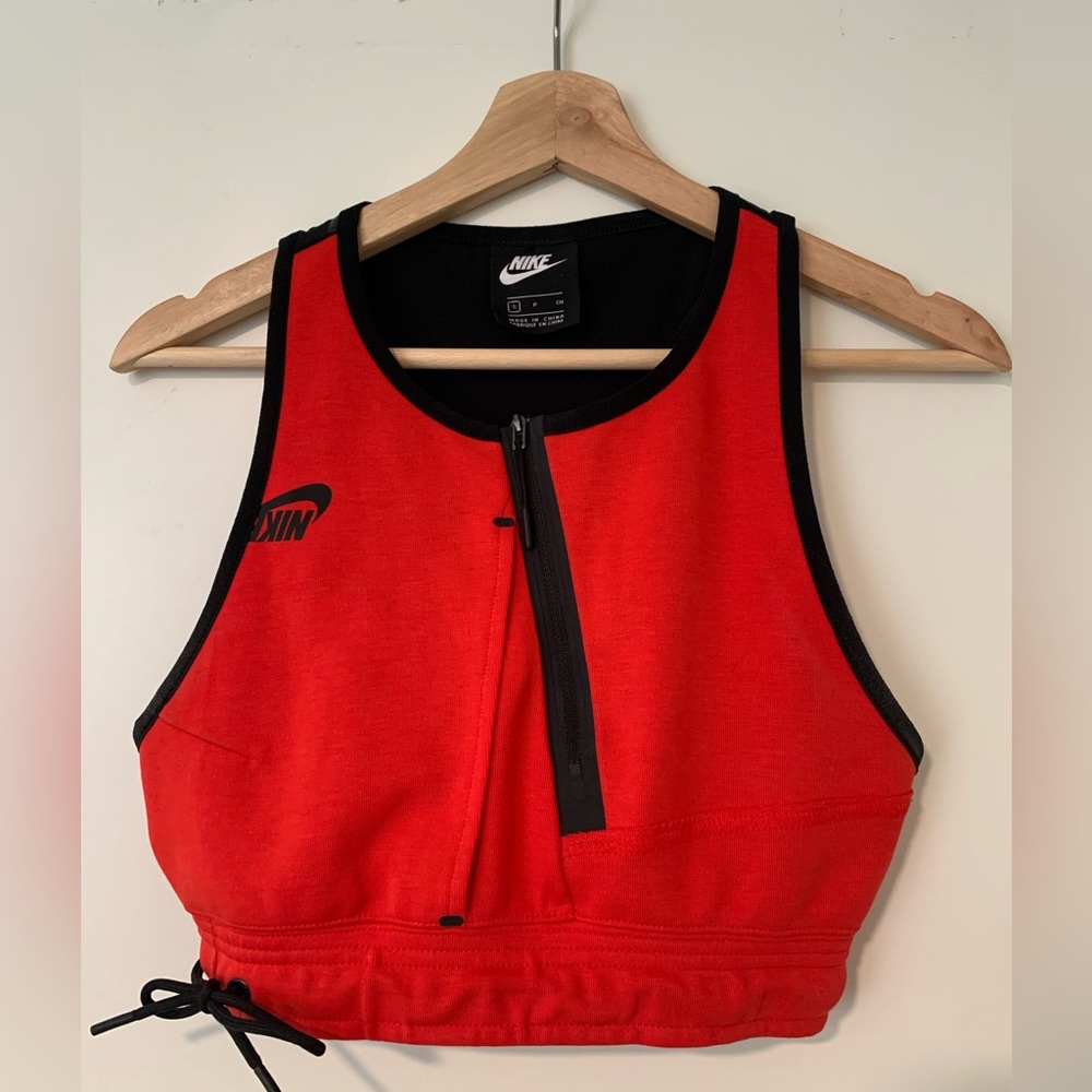 Red Nike Crop Zip Top Size S